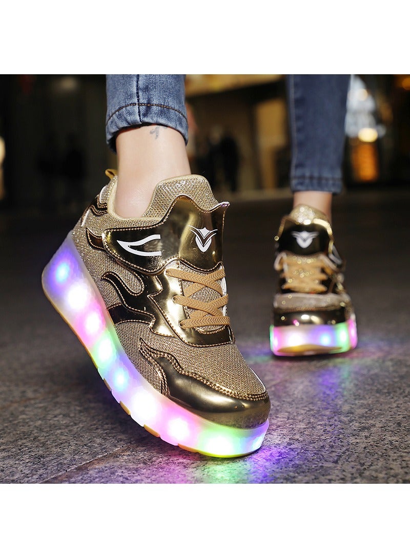Loquat LED Flash Light Sneaker Skate Shoes with Wheels USB Charging Roller Skates Shoes - Image 3