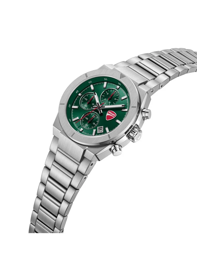 Ducati Frontier Green Dial, Stainless Steel Bracelet, Chronograph Watch for Men, 43mm