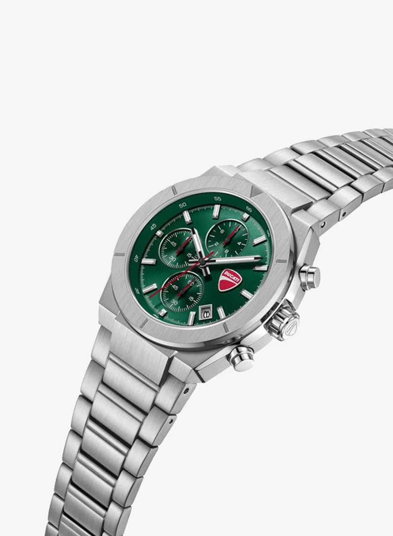 Ducati Frontier Green Dial, Stainless Steel Bracelet, Chronograph Watch for Men, 43mm