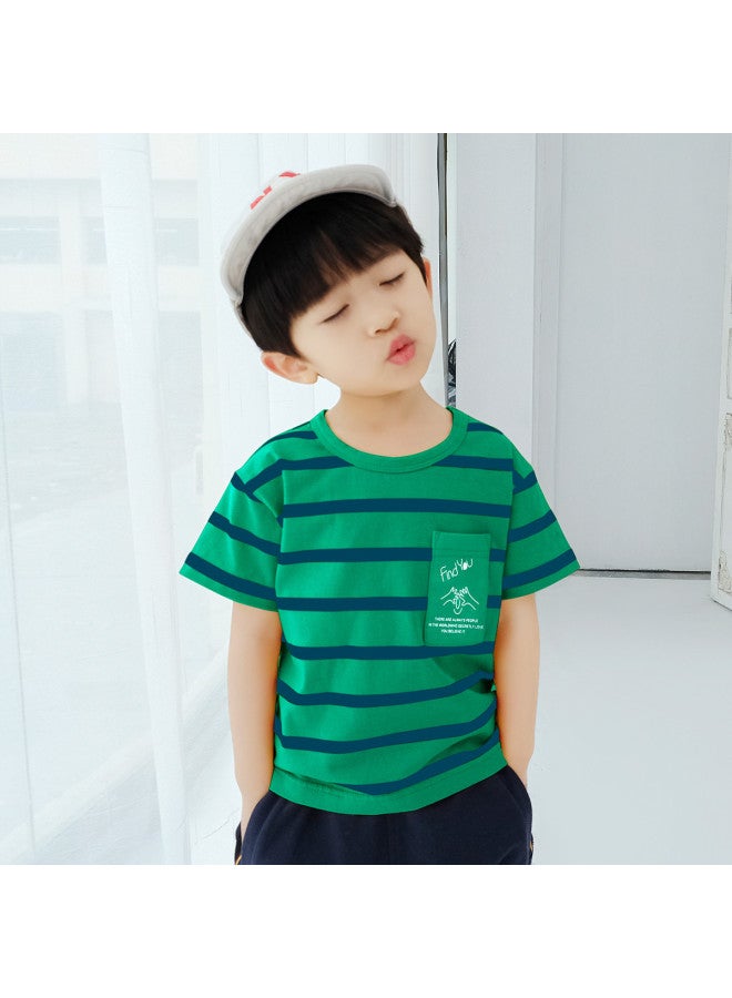 HOT Selling】boys' Sleeve T-shirt Summer Kids Striped Cotton Tee Children's Big & Little Boys' Half Sleeve Shirt - Image 3