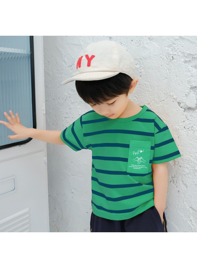 HOT Selling】boys' Sleeve T-shirt Summer Kids Striped Cotton Tee Children's Big & Little Boys' Half Sleeve Shirt - Image 4