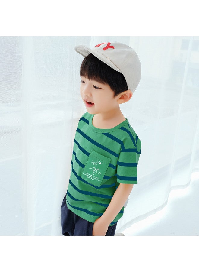HOT Selling】boys' Sleeve T-shirt Summer Kids Striped Cotton Tee Children's Big & Little Boys' Half Sleeve Shirt - Image 2
