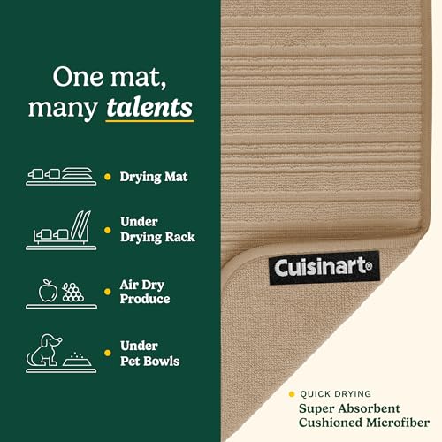 Best Brands Cuisinart Dish Drying Mats for Kitchen Counter - (2) 18" x 24" Ultra Absorbent Dish Drying Mat XL - Foldable, Machine Washable, Fast Drying Dish Mat - Image 3