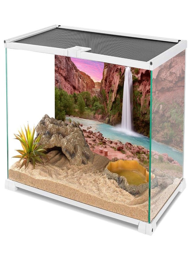 AWERT خلفية موطن الزواحف من AWERT، مقاس 48 × 24 بوصة، خلفية غروب الشمس لشلال جبلي، خلفية حوض زجاجي متينة من البوليستر - Image 3