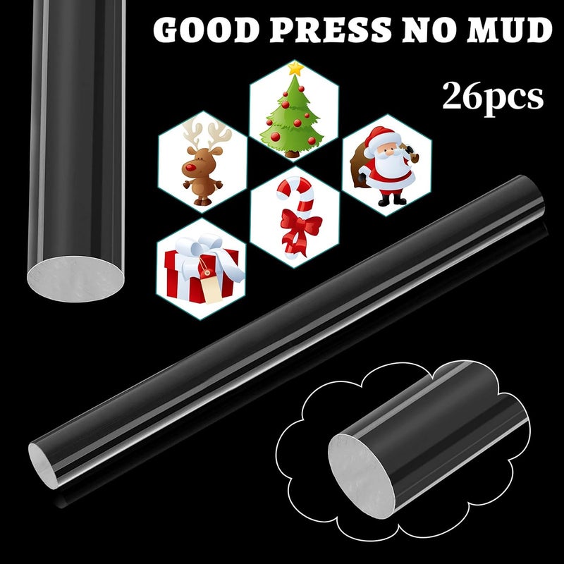 Clabby 26 Pieces Acrylic Clay Roller Plastic Clear Round Tube Roller Pin Polymer Clay Tools for DIY Handmade Crafts Handmade Art Supplies, 6.5 x 0.5 Inch - Image 2