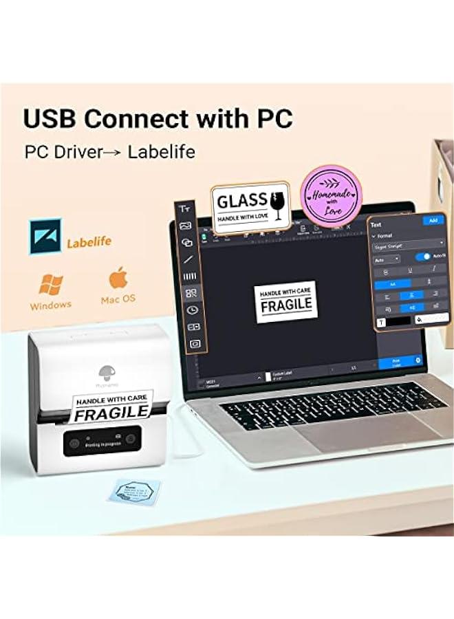 phomemo Label Maker- M221 Address Label Printer 3’’ Portable Bluetooth Label Maker Machine for Barcode, Address, Logo, Mailing, Stickers, Small Business, Home, Office, White - Image 4