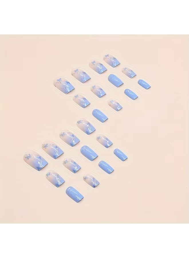 Goolsky 24 short square French Fresh butterfly fingernail - Image 3