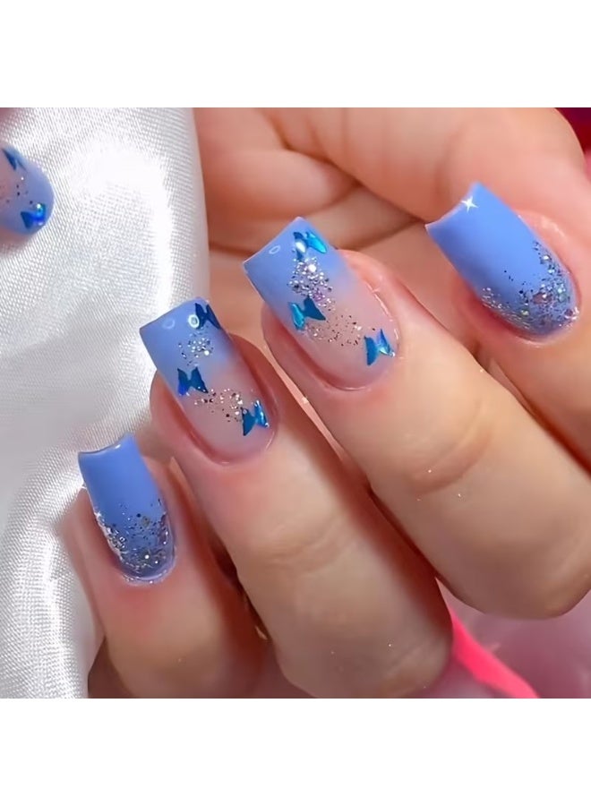 Goolsky 24 short square French Fresh butterfly fingernail - Image 1