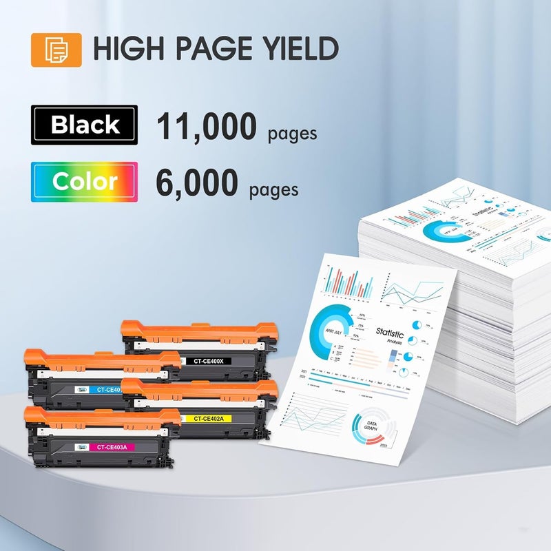 كول تونر خراطيش حبر 507X 507A عبوة 4 قطع متوافقة مع HP 507X 507A عالية الإنتاجية CE400X CE401A CE402A CE403A لطابعات HP Laserjet Enterprise 500 Color M551 M551n M551dn M551xh M570dn M570dw M575f - Image 3