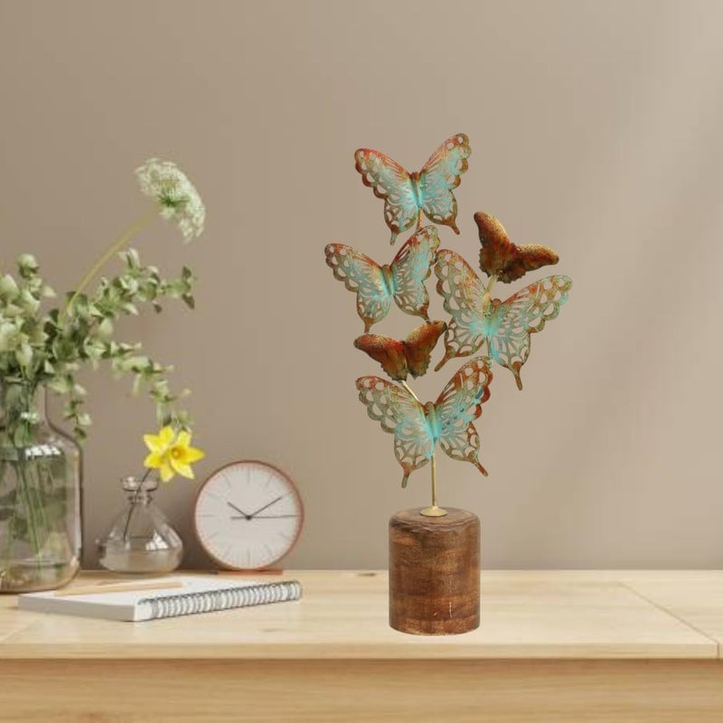 vedas Multicolour Metal Derek Butterflies Figurine for Living Room Bedroom Dining Room Hallway Office Decorative Showpeice for Home Desk Decor Table Items Size 11 x 22 Inches - Image 5