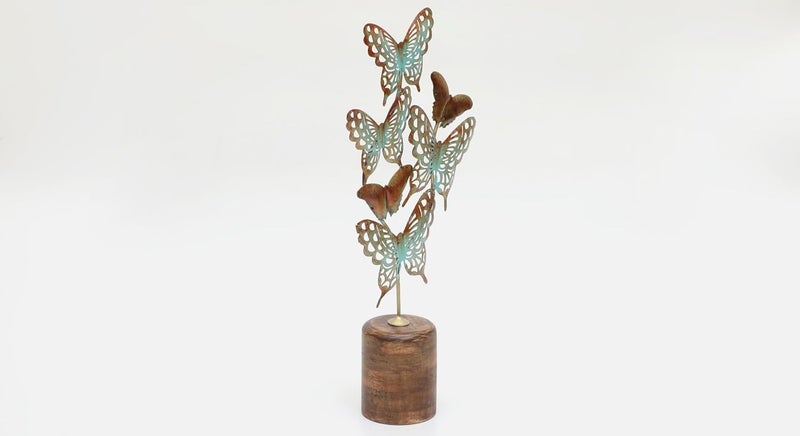 vedas Multicolour Metal Derek Butterflies Figurine for Living Room Bedroom Dining Room Hallway Office Decorative Showpeice for Home Desk Decor Table Items Size 11 x 22 Inches - Image 3