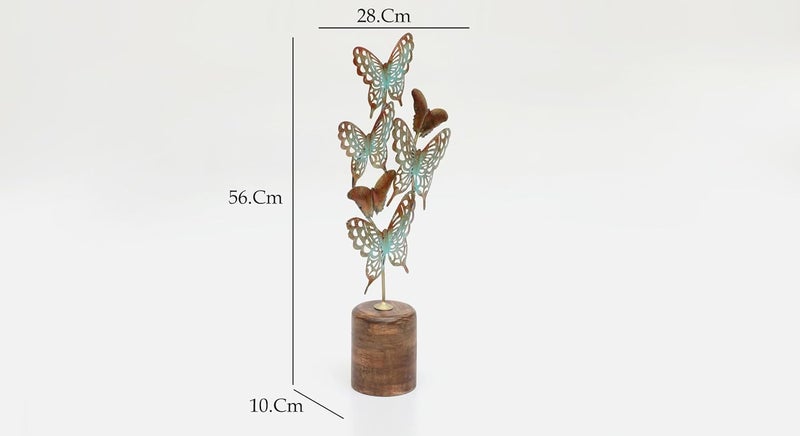 vedas Multicolour Metal Derek Butterflies Figurine for Living Room Bedroom Dining Room Hallway Office Decorative Showpeice for Home Desk Decor Table Items Size 11 x 22 Inches - Image 4