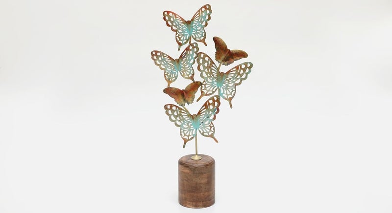 vedas Multicolour Metal Derek Butterflies Figurine for Living Room Bedroom Dining Room Hallway Office Decorative Showpeice for Home Desk Decor Table Items Size 11 x 22 Inches - Image 2