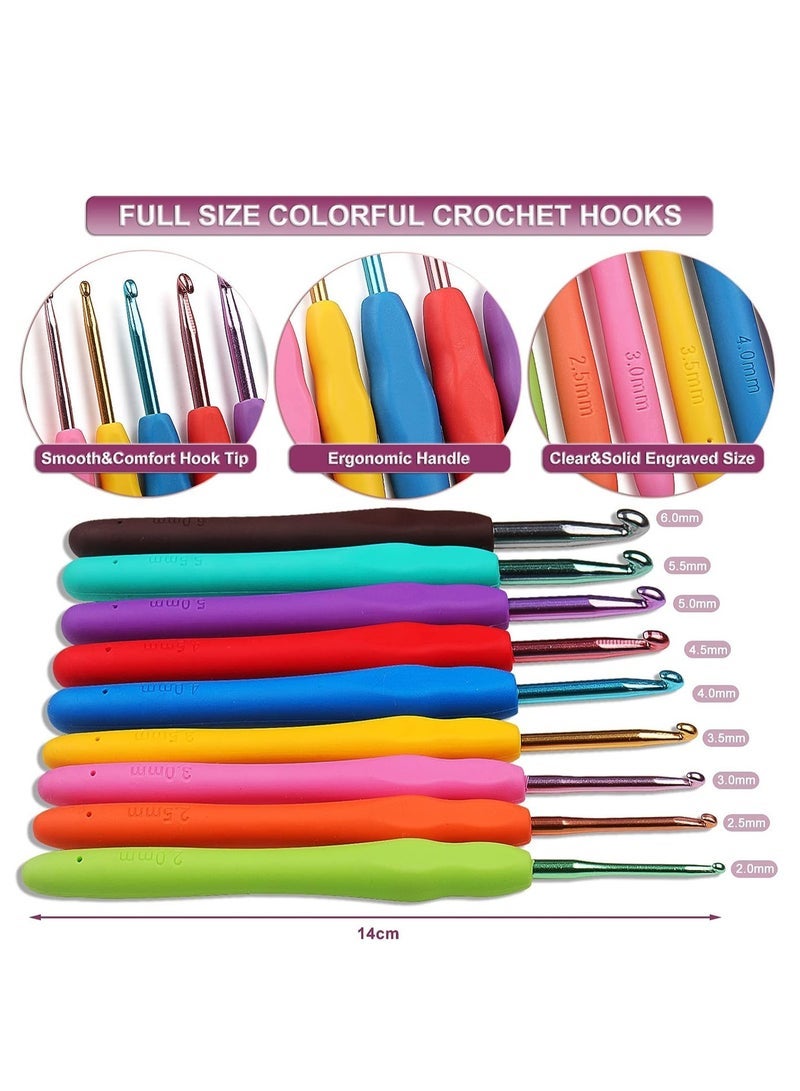 Captaintech Crochet Kit - Multi Size Crochet Hook Set 0.6mm-6mm, Complete Crochet Kit for Beginners Adults, Crochet Set with Case Accessory - Crochet Gifts for Mothers and Grandmothers (Rose Purple) - Image 5