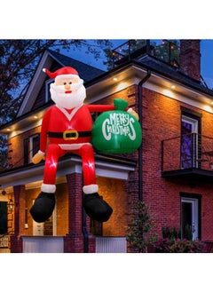 CCOVERY 8FT Christmas Inflatable Santa Claus Outdoor Decorations, Blow up Yard Sitting Santa Claus with Gift Bag  - Image 1