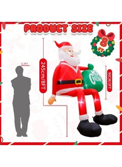 CCOVERY 8FT Christmas Inflatable Santa Claus Outdoor Decorations, Blow up Yard Sitting Santa Claus with Gift Bag  - Image 2