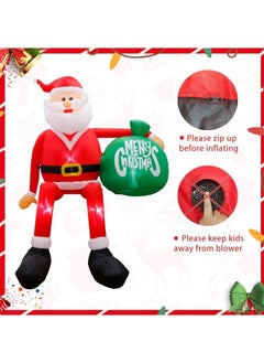 CCOVERY 8FT Christmas Inflatable Santa Claus Outdoor Decorations, Blow up Yard Sitting Santa Claus with Gift Bag  - Image 4