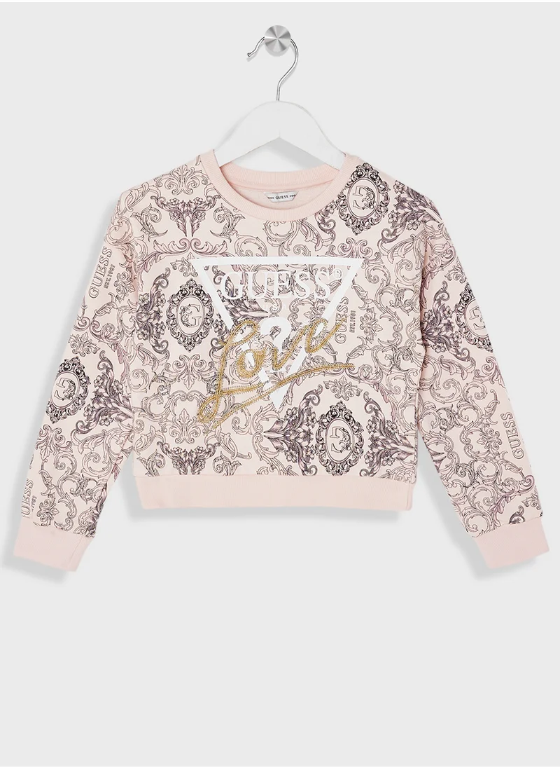 GUESS Kids Logo All Over Print Sweatshirt