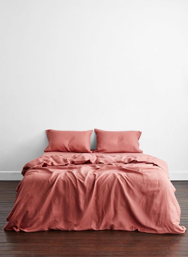 Bed Threads Pink Clay 100% French Flax Linen Duvet Cover - Image 2