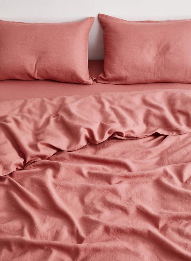 Bed Threads Pink Clay 100% French Flax Linen Duvet Cover - Image 3