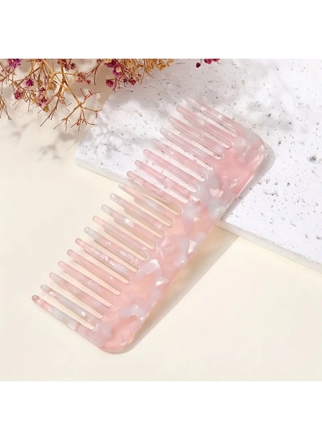 LANGMANNI مشط واسع الأسنان ملون صغير 1 قطعة من حمض الأسيتيك، شعيرات بلاستيكية، أداة تصفيف للشعر المجعد، الكثيف، الطويل، الرطب، نوع الشعر العادي - Image 1