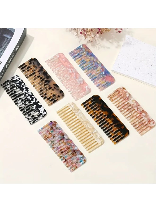 LANGMANNI مشط واسع الأسنان ملون صغير 1 قطعة من حمض الأسيتيك، شعيرات بلاستيكية، أداة تصفيف للشعر المجعد، الكثيف، الطويل، الرطب، نوع الشعر العادي - Image 2