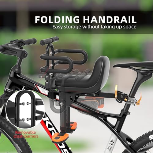 XIEEIX Front Mounted Child Bike Seat, Kids Bike Seat with Guardrail, High Seat Cushion Backrest Mountain Bike Child Bike Seat, Bicycle Child Safety Seat for Children from 1 to 3 Years Old - Image 4