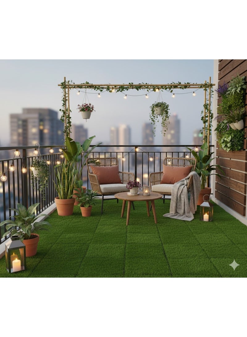 Artificial Grass Interlocking Tiles – Realistic Synthetic Turf Squares with Drainage System for Balcony, Patio, Garden, Outdoor Decor & Pet Potty Use - Image 4