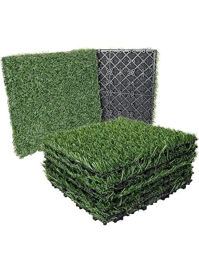 Artificial Grass Interlocking Tiles – Realistic Synthetic Turf Squares with Drainage System for Balcony, Patio, Garden, Outdoor Decor & Pet Potty Use - Image 1
