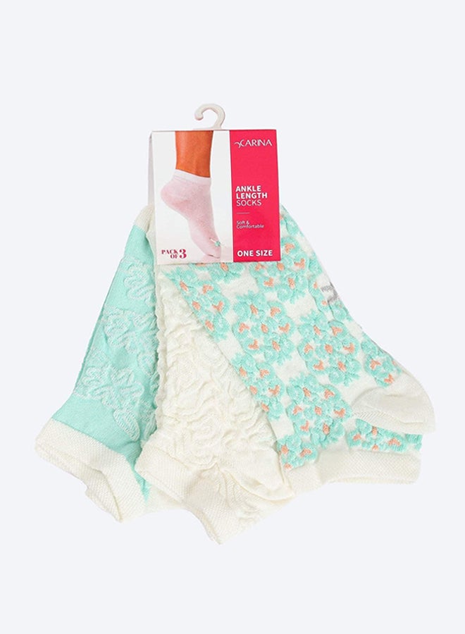 Carina Printed Ankle Length Socks - 3 Pairs - Image 1