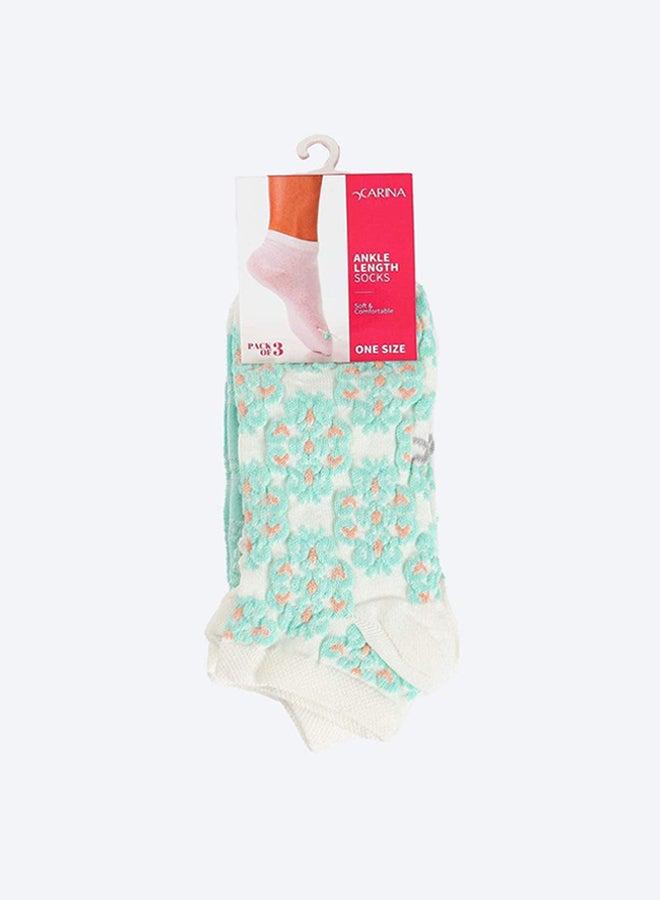 Carina Printed Ankle Length Socks - 3 Pairs - Image 2