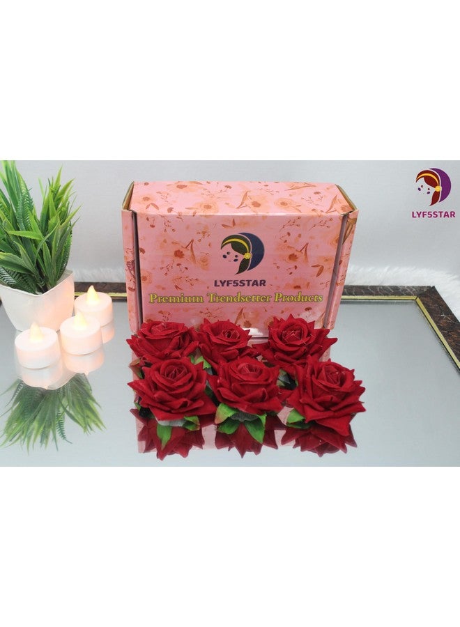 LYF5STAR Handmade Artificial Red Rose Flower Tiktok Hairpin, Stylish and Elegant Hair Accessories, Wedding Red Rose Flower Hair Pin - Set of 6 Hairpins - Image 3
