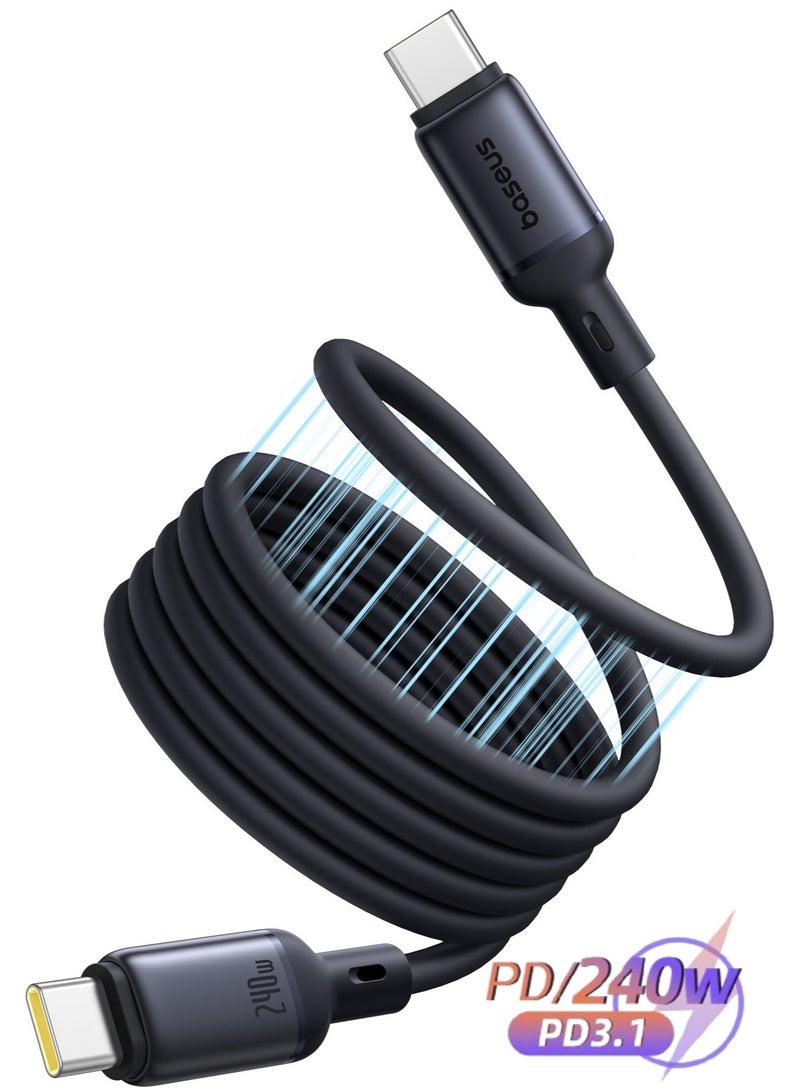 Baseus Magnetic USB-C Charger Cable, 3.3ft Fast Charging Type C Cable Compatible with iPhone 16/15 Series, MacBook Pro/Air, Samsung S24/23 Ultra, Google Pixel, OnePlus, OPPO, Xiaomi, Laptops, iPad Air/Pro, Microsoft Surface, Air Pods Pro & More- 240W - Black - Image 1