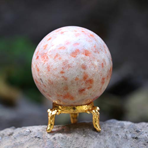 HindCraft Sunstone Crystal Sphere Ball with Stand Natural Gemstone for Healing Crystals Prosperity Stones Chakra Balancing Spiritual Gift & Enhance Home Decor Size :- 50-60 mm - Image 3