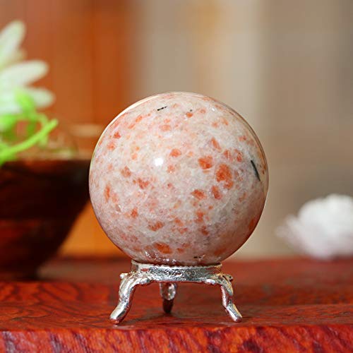 HindCraft Sunstone Crystal Sphere Ball with Stand Natural Gemstone for Healing Crystals Prosperity Stones Chakra Balancing Spiritual Gift & Enhance Home Decor Size :- 50-60 mm - Image 4