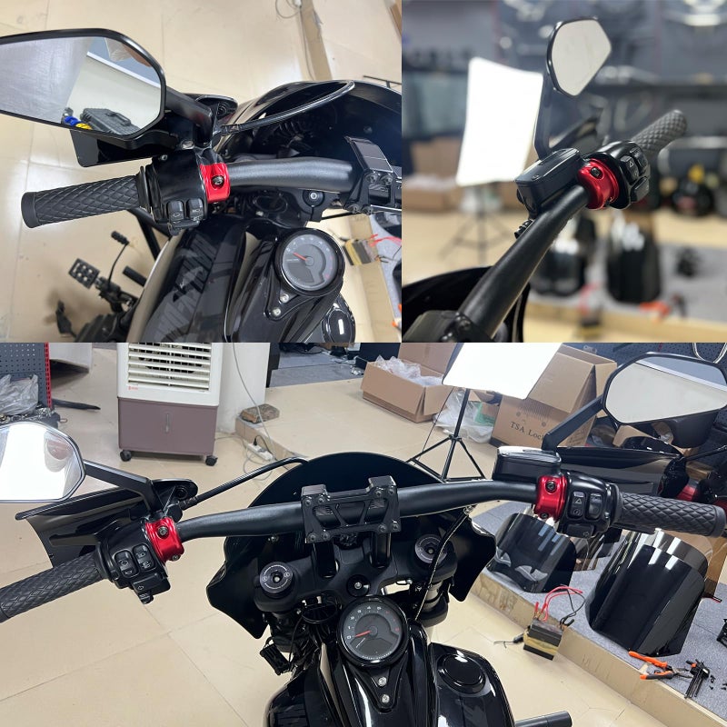 FVMOTO CNC Brake Clutch Perch Clamps Half Clamp Compatible with Harley Sportster Softail Dyna Touring Road Glide Street Glide Red LHSCJQ000 - Image 3