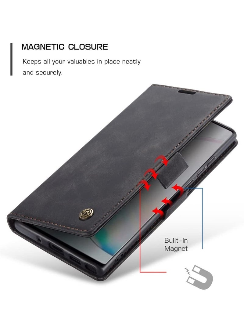 CaseMe Phone Case Luxury PU Leather Design 013 Flip Cover Card Slot Holder Cover For Samsung Galaxy Note 10 Lite (Black) - Image 4