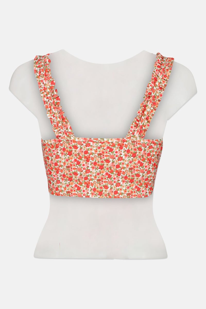 Aerie Women Sleeveless Floral Print Padded Bikini Top, Multicolor  - Image 2