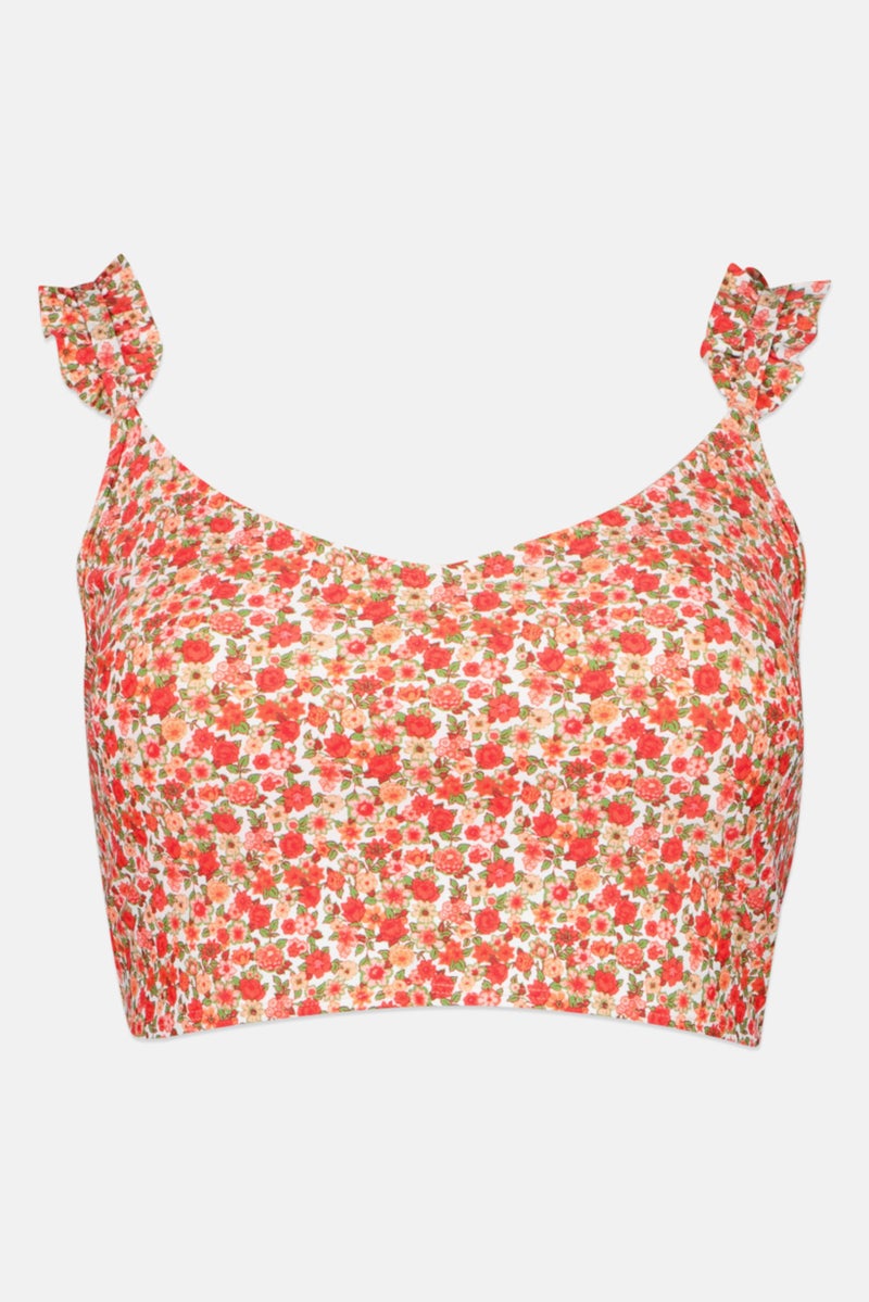 Aerie Women Sleeveless Floral Print Padded Bikini Top, Multicolor  - Image 1