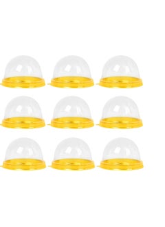 SYOSI 50 Packs of Mini Cake Box, Clear Plastic Cookies Muffins Dome Box Mooncake Box with with Clear Dome for Wedding Birthday Party Small Cupcakes, Desserts and Candy Display(Gold)  - Image 1
