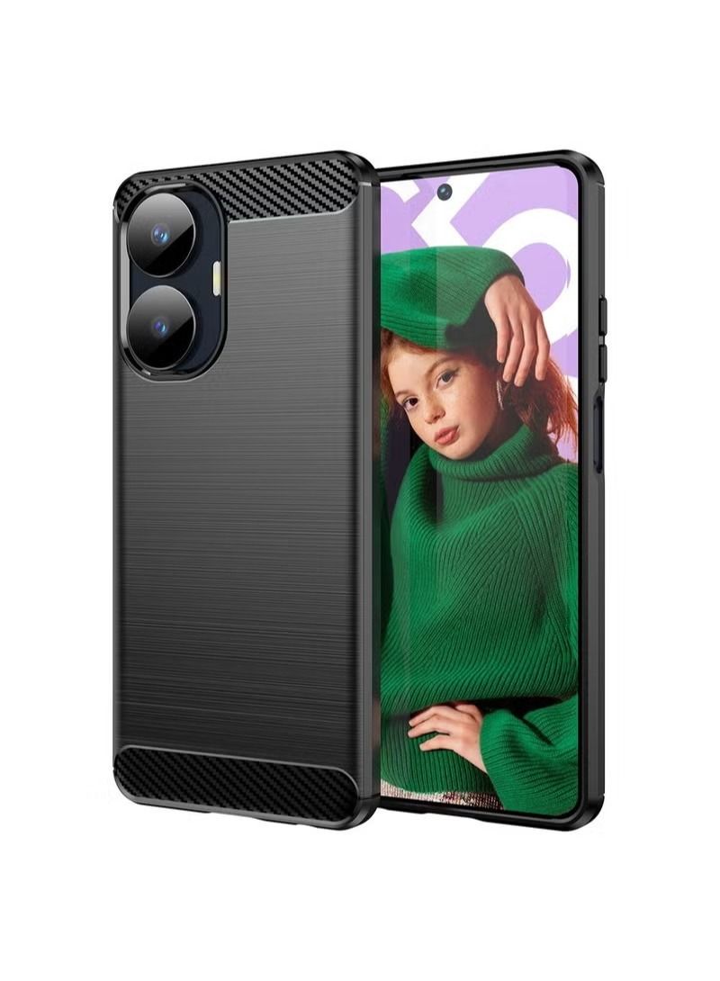 Realme C55 Case Cover Protector Accessories with Soft Durable TPU Anti-Scratch Anti-Fingerprints Heavy Duty Protection Shockproof Defender Back Cover For Realme C55 Black - Image 1