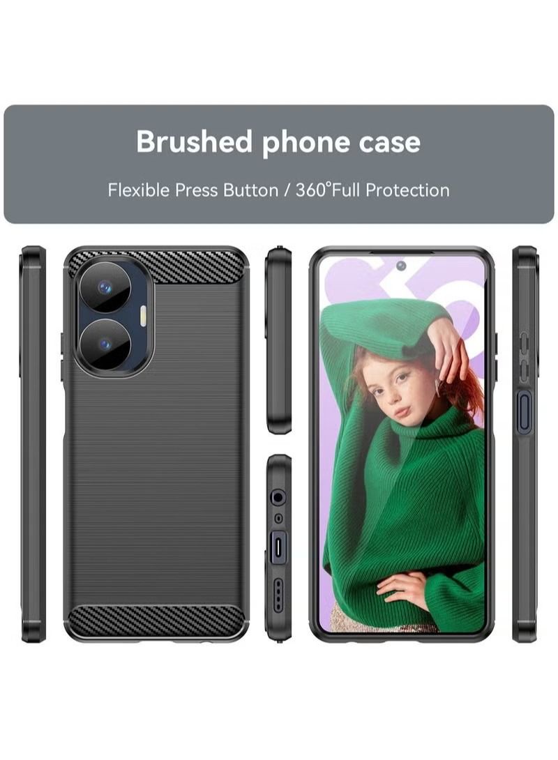 Realme C55 Case Cover Protector Accessories with Soft Durable TPU Anti-Scratch Anti-Fingerprints Heavy Duty Protection Shockproof Defender Back Cover For Realme C55 Black - Image 2