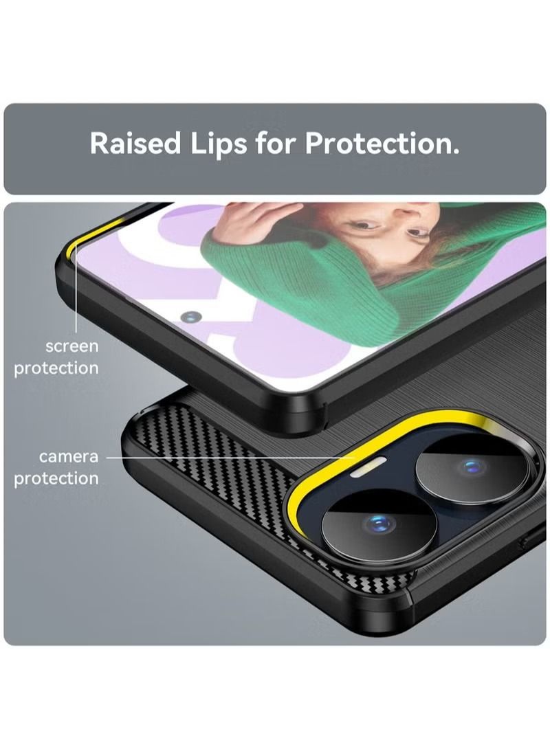 Realme C55 Case Cover Protector Accessories with Soft Durable TPU Anti-Scratch Anti-Fingerprints Heavy Duty Protection Shockproof Defender Back Cover For Realme C55 Black - Image 3