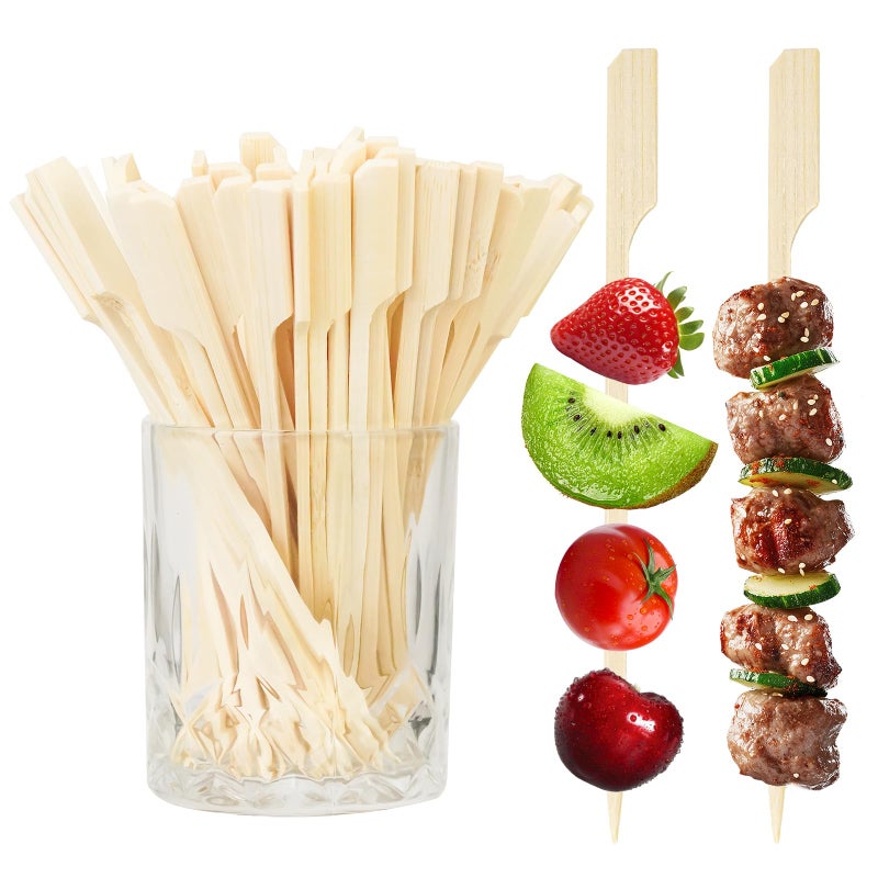 HOPELF 100PCS Cocktail Picks, Fancy Toothpicks for Appetizers, Decorative Skewers for Appetizers Drinks Party Fruit,4.7 Inch Long Wooden Bamboo Paddle Food Sticks Charcuterie Boards Accessories - Image 1