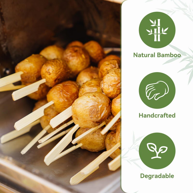 HOPELF 100PCS Cocktail Picks, Fancy Toothpicks for Appetizers, Decorative Skewers for Appetizers Drinks Party Fruit,4.7 Inch Long Wooden Bamboo Paddle Food Sticks Charcuterie Boards Accessories - Image 3