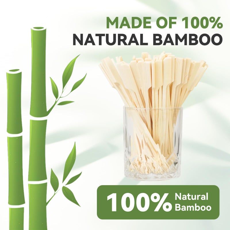 HOPELF 100PCS Cocktail Picks, Fancy Toothpicks for Appetizers, Decorative Skewers for Appetizers Drinks Party Fruit,4.7 Inch Long Wooden Bamboo Paddle Food Sticks Charcuterie Boards Accessories - Image 2