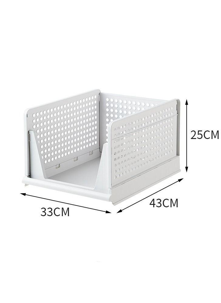 Organized Home Stackable Plastic Storage Basket-Foldable Closet Organizers Storage Bins 2 Pack-Drawer Shelf Storage Container for Wardrobe Cupboard Kitchen Bathroom Office (2 Pack-Extra L) - Image 2