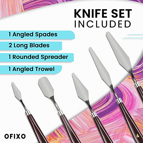 OFIXO 5 Piece Stainless Steel Spatula Palette Knife Painting Mixing Scraper Set - Image 2