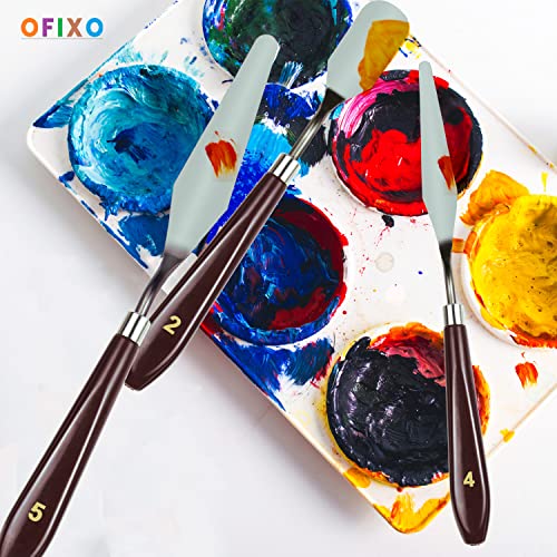 OFIXO 5 Piece Stainless Steel Spatula Palette Knife Painting Mixing Scraper Set - Image 5