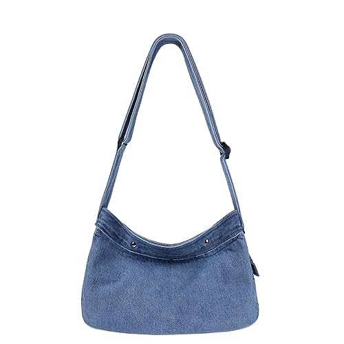 Youjaree Denim Messenger Bag Large Hobo Crossbody Bag Casual Shoulder Handbag Jean Tote Bag for Women and Men (Light Blue) - Image 1